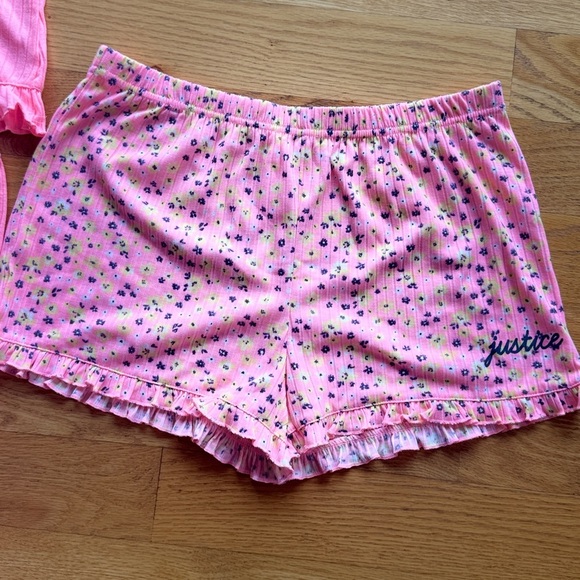 Justice Pink Pajama Set 3 pieceRuffle tank,short Pajama size 16/18 XL - Picture 5 of 13